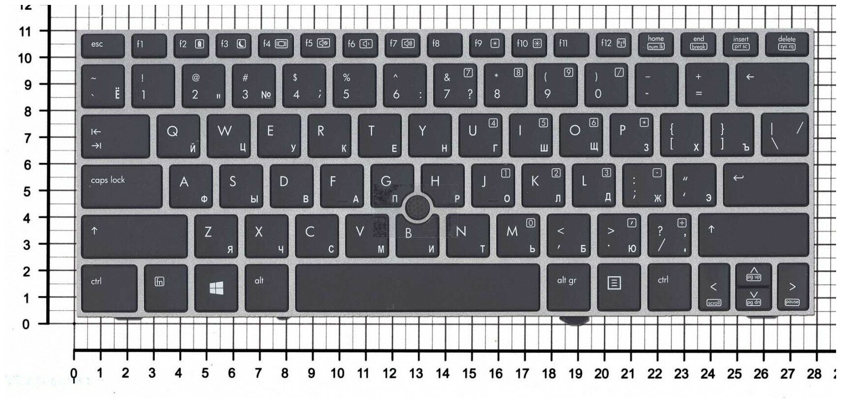 Клавиатура для ноутбука HP SN8111 черная c серой рамкой