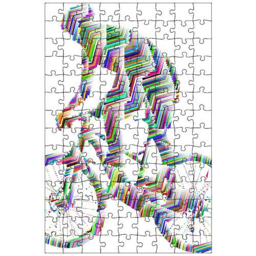 фото Магнитный пазл 27x18см."человек, велосипед, привод" на холодильник lotsprints