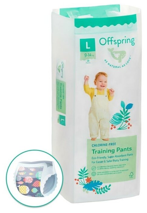 Подгузники-трусики Offspring "Тропики" L, 9-14кг, 36шт. - фото №19