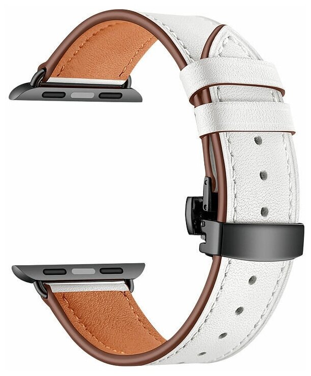 Кожаный ремешок из телячьей кожи для Apple Watch 42/44/45/49 mm ANNET MANCINI LWA-05-44-WH White