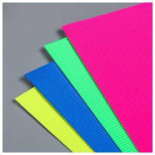 Гофрированный флуоресцентный картон Друзья, А4, 4 цвета цветной гофрированный картон 5 листов а4