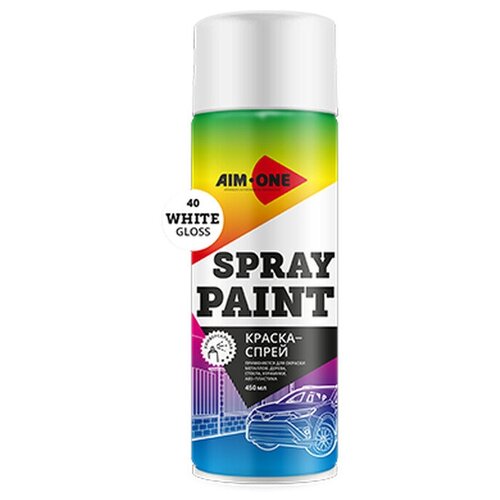 Краска Aim-One Spray Paint, White Gloss, глянцевая, 450 мл