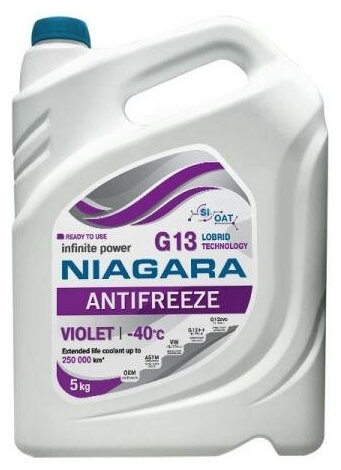 Жидкость охлаждающая "Антифриз" "Ниагара" G13 (фиолетовый) 5 кг 001032032011