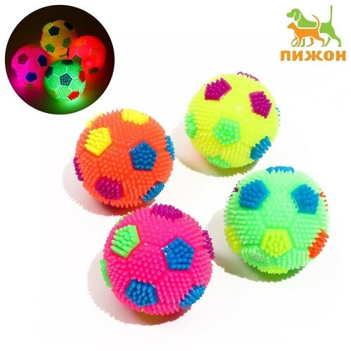 Мячик светящийся для собак Футбол, TPR, 6,5 см, микс цветов мячик для собак светящийся 6 5 см цвета разные 1шт