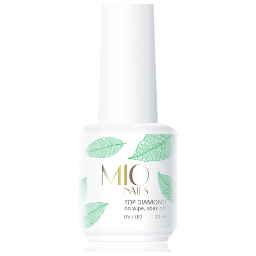 MIO Nails Верхнее покрытие Top Diamond No Wipe (No UVF), прозрачный, 15 мл, 15 г