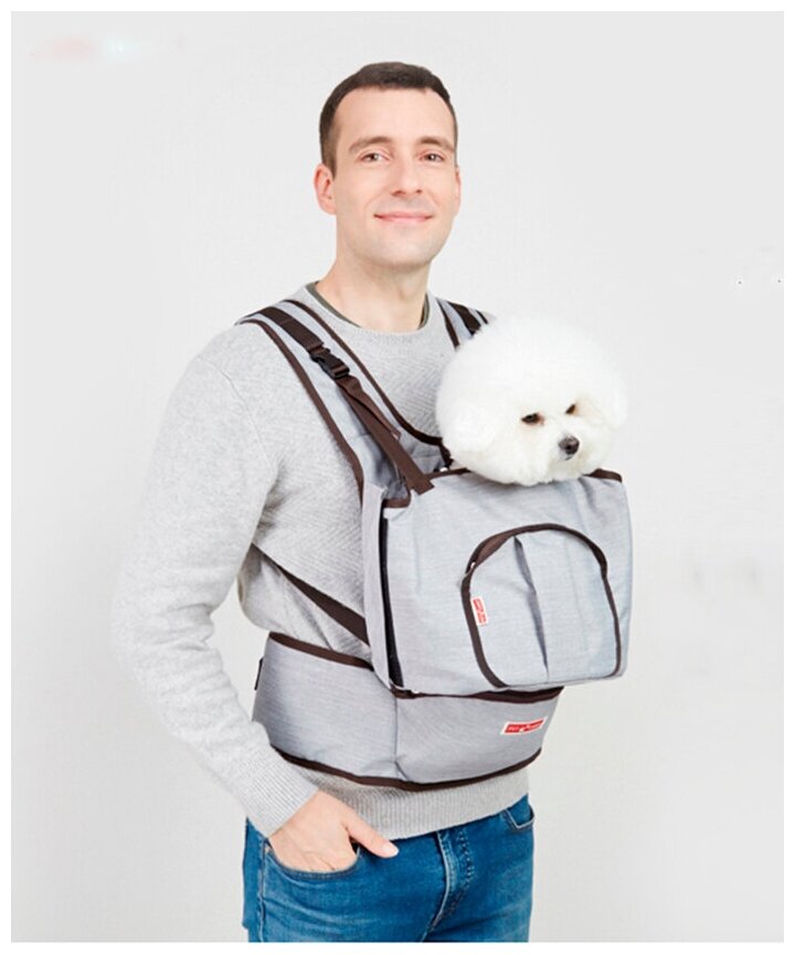 Рюкзак, сумка, слинг, переноска Sinbii для собак и кошек. Серый