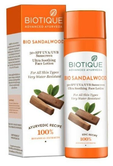 Солнцезащитный Лосьон для лица Био Сандал SPF 50 Биотик (Bio Sandalwood SPF 50 Biotique) 120 мл