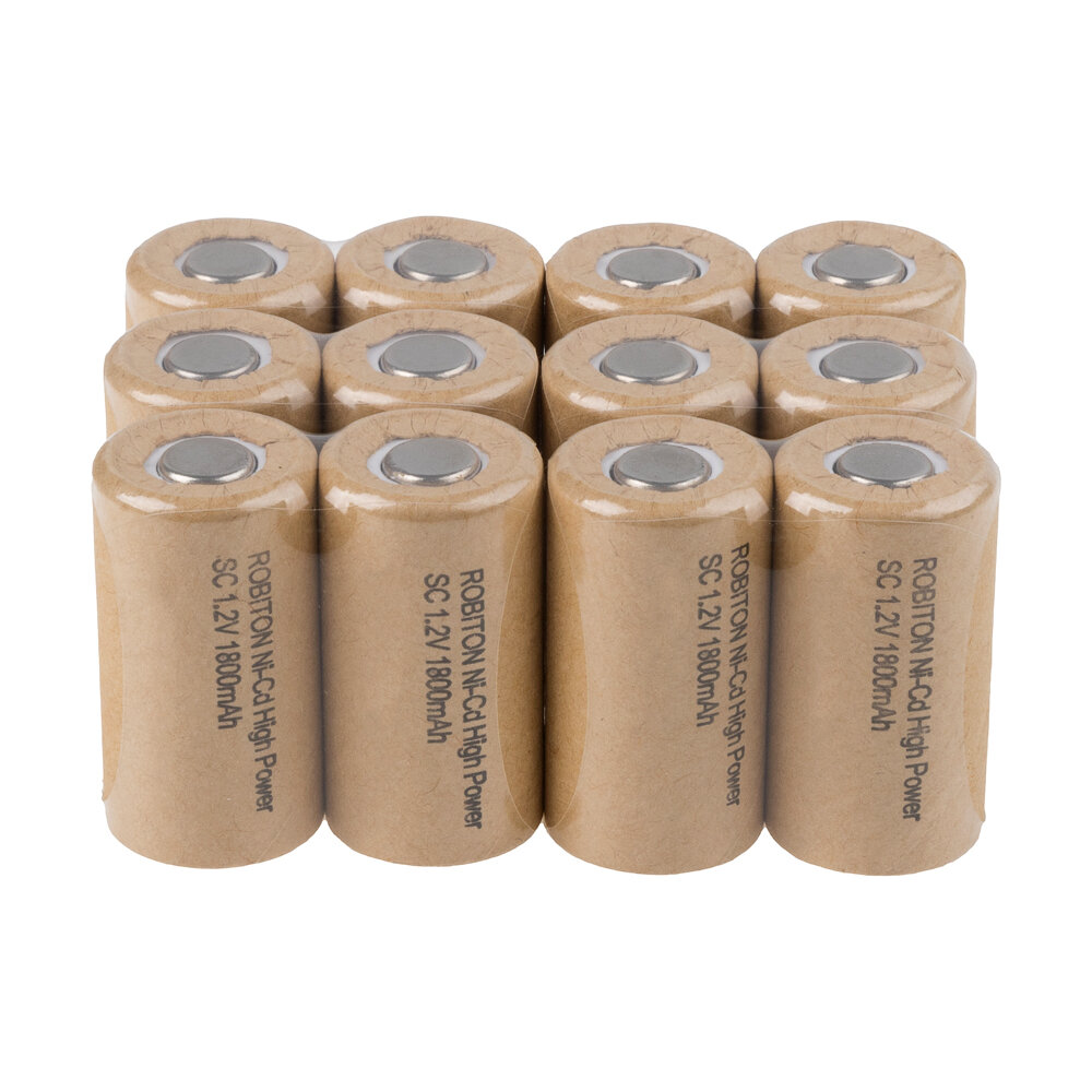 Аккумулятор ROBITON 1800NCSC High Power, NiCd, 1.2 В, 1800 мАч (набор/ комплект из 12 штук)
