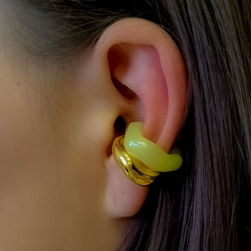 Моносерьга, искусственный камень, размер 20 мм, золотистый/мятный