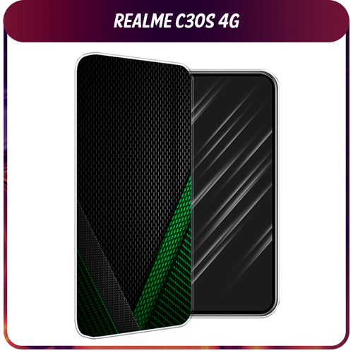 Силиконовый чехол на Realme C30S 4G / Реалми С30S 4G Зеленый карбон силиконовый чехол на realme c30s 4g реалми с30s 4g розовые разводы рисунок