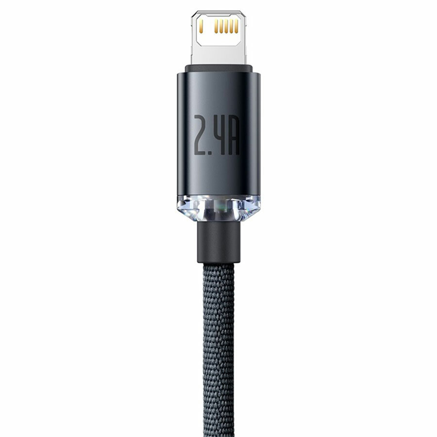 Кабель USB BASEUS Crystal Shine Series USB - Lightning, 2.4А, 12W, 1.2 м, черный — фото 1