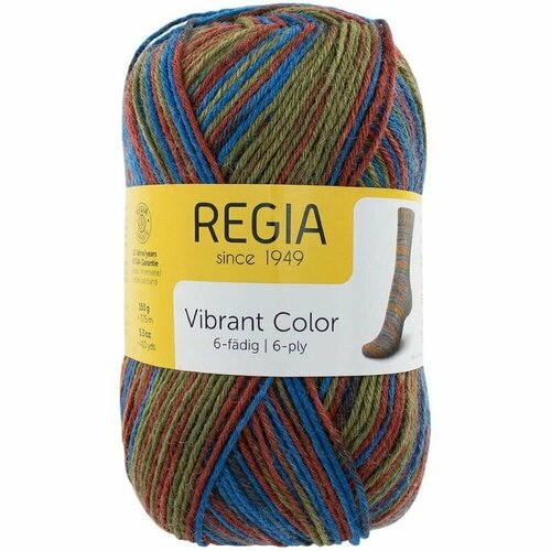 Пряжа носочная Regia Vibrant Color 6-ply, цвет 06224, 1 моток, 150 г.