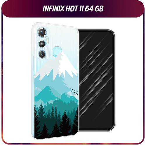 Силиконовый чехол на Infinix HOT 11 Helio G70 64 GB / Инфиникс Хот 11 Helio G70 64 GB Синяя снежная гора, прозрачный силиконовый чехол любопытный совенок на infinix hot 11 helio g70 64 gb инфиникс хот 11 helio g70 64 gb