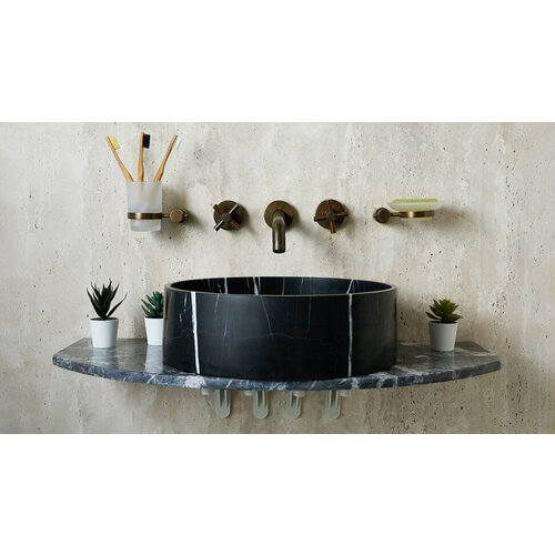 Мраморная раковина для ванной Sheerdecor Kale 019018011 из черного натурального камня