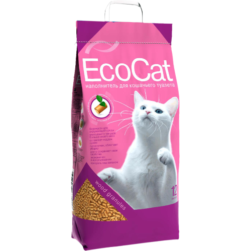 Наполнитель для кошачьего туалета EcoCat древесный 12л 4кг