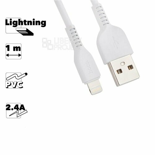 USB кабель HOCO X20 Flash Lightning 8-pin, 2.4А, 1м, TPE (белый) usb кабель hoco x20 flash lightning 8 pin 2 4а 1м tpe черный