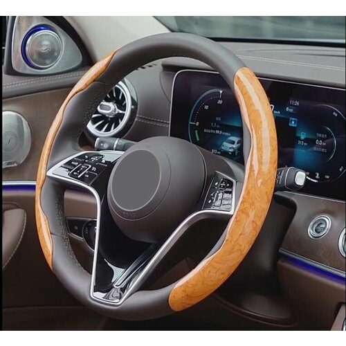 Накладки на руль Ленд Ровер Рендж Ровер Эвок (2011 - 2015) внедорожник 5 дверей / Land Rover Range Rover Evoque, Карбон (высокого качества), Желтый (древесный)