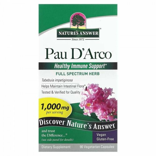 Nature's Answer, Pau D'Arco, Кора муравьиного дерева, 1000 мг, 90 капсул