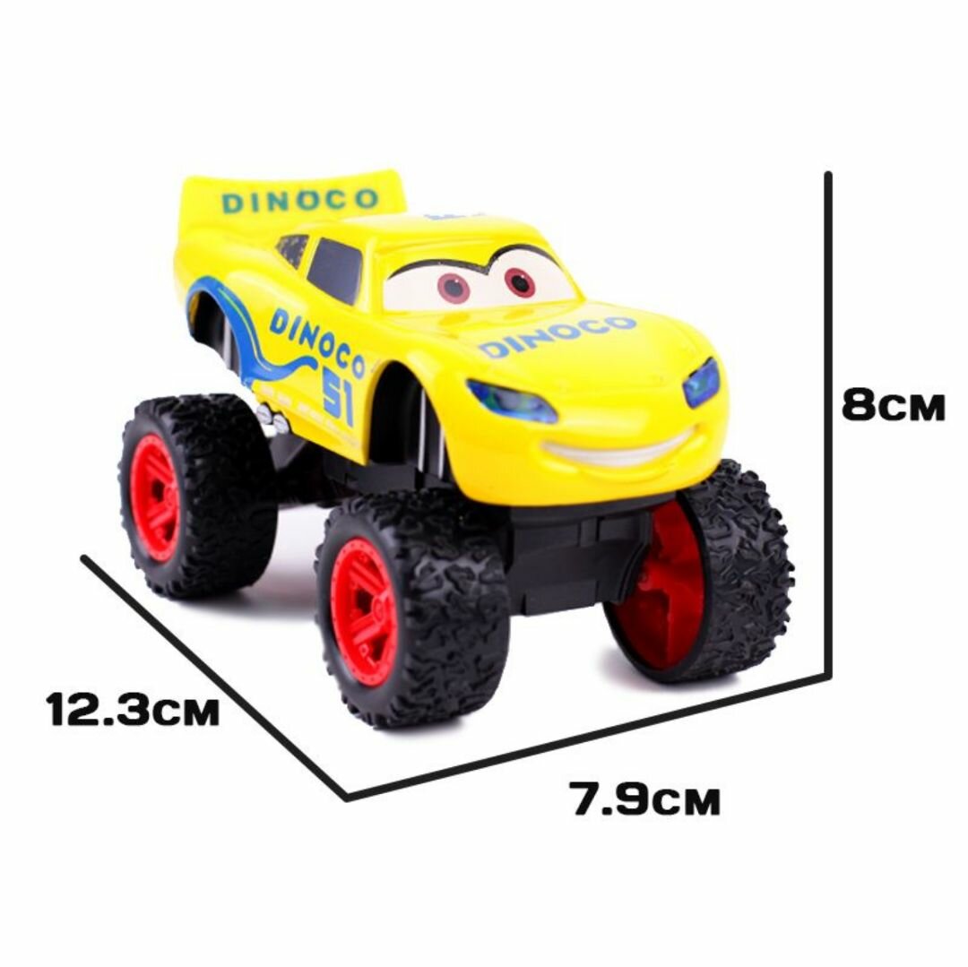 Машинка инерционная из мультфильма "Тачки" со звуком и подсветкой Диноко бигфут, в металлическом корпусе, модель с инерционным механизмом, игрушки для детей