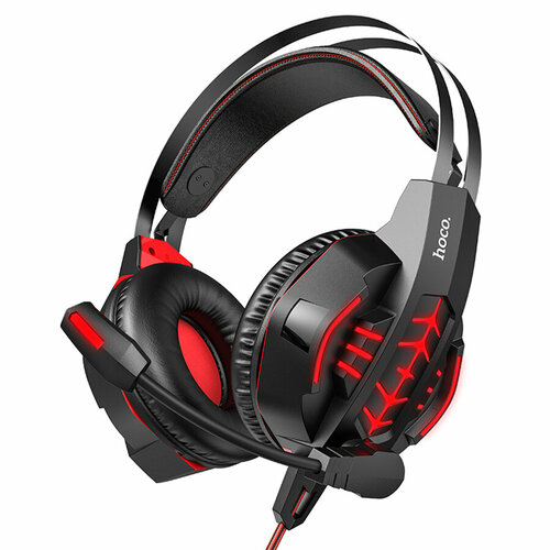 Проводные наушники HOCO W102 Cool tour gaming, USB+Jack 3.5mm, красный наушники w102 gaming headphones проводные hoco черно красные