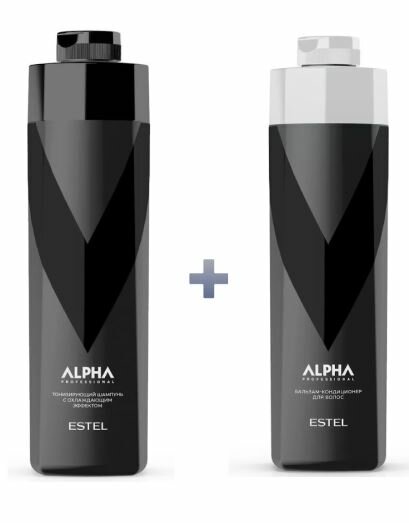 Estel Набор для волос ALPHA HOMME ( шампунь с охлаждающим эффектом 1000мл мл + Бальзам-кондиционер 1000мл) — фото 1