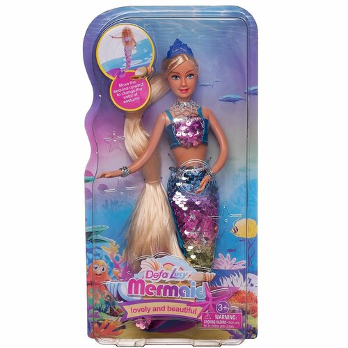 Кукла Defa Lucy Морская принцесса-русалочка в блестящем радужном наряде 29 см 8433d/радужная