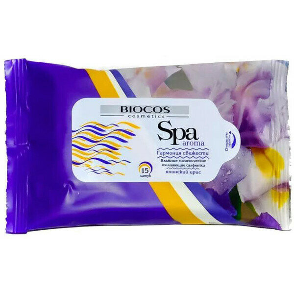 Салфетки влажные BIOCOS SPA Aroma Японский ирис 15шт