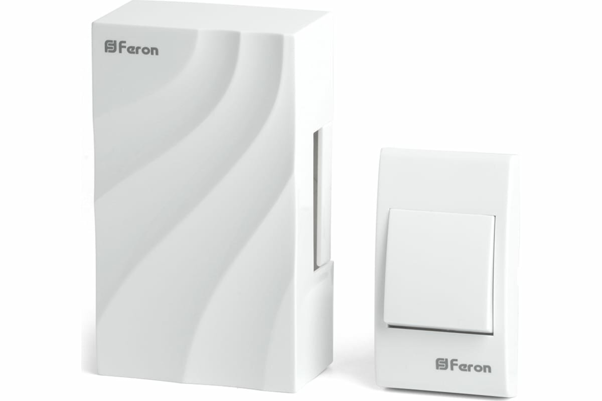 Звонок с кнопкой электромеханический проводной 230V белый DB-102 FERON 48806 (1 шт.)