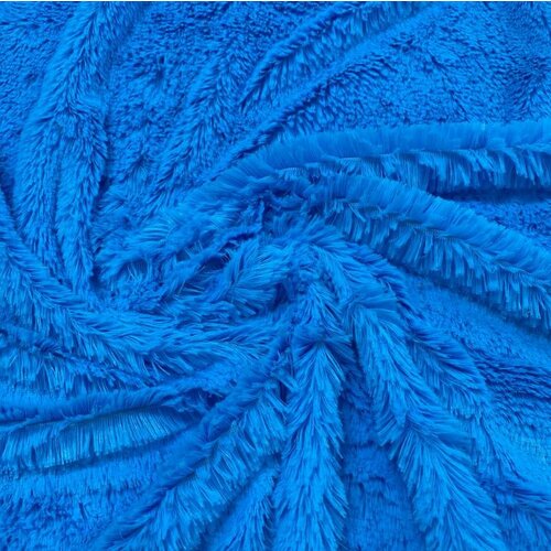 Искусственный мех длинноворсовый для производства игрушек, ростовых кукол и домашнего текстиля -травка, плотность 280 гр/м. кв, высота ворса 18 мм, размер 150х50 (см), цвет голубой