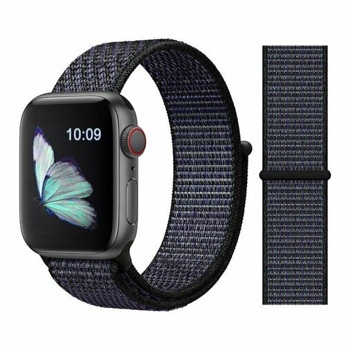 фото Нейлоновый ремешок для apple watch 42 / 44 / 45 / ultra 49 mm sport loop purple/black modmac