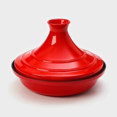 Сковорода-тажин чугунная 28×20 см, эмалированное покрытие, цвет красный