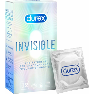 Презервативы Durex Invisible ультратонкие для максимальной чувствительности, 12 шт