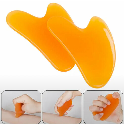 Скребок Гуаша для лица янтарно-желтый 1 шт 204₽