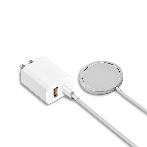 Беспроводное зарядное устройство COTEetCI CS5715-U 2in1 MagSafe для iPhone + Type-C, 20W, белый, бло