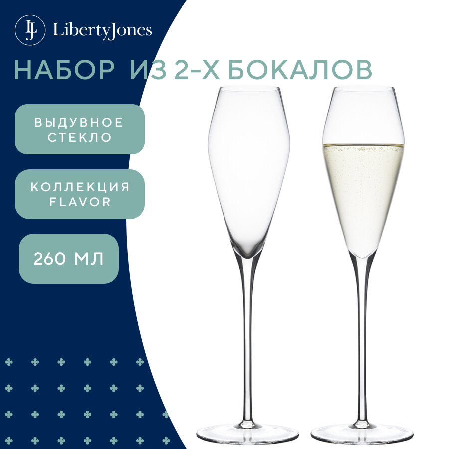 Набор бокалов для шампанского Liberty Jones Flavor 260 мл 2 шт. PS_LJ_FL_CHPGLS_260-2