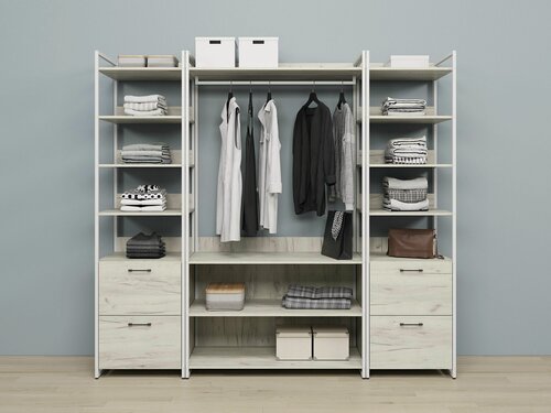 Изображение товара Гардеробная система Урбан Лофт 04 с ящиками Белый/Дуб крафт Белый