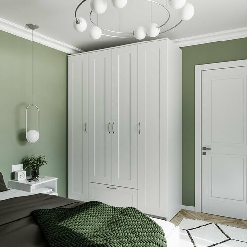 Шкаф ГУД ЛАКК Сириус 4 двери и 1 ящик 156х59х220 см белый 42499₽