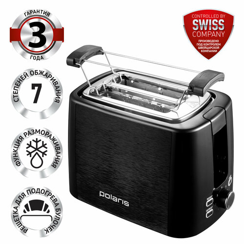 Электрический тостер Polaris PET 0927A 7 степеней обжарки920 W черный 1899₽