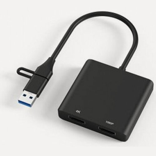 Изображение товара Адаптер Ks-is KS-821L1 USB 3.0 на HDMIx2 4K+1080p чип T6-688SL
