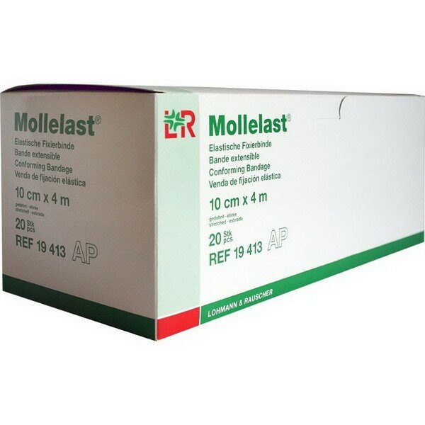 Бинт высокорастяжимый Mollelast фиксирующий, воздухопроницаемый, 10смх4м растянутые (20 штук, FIN 19413 _20)
