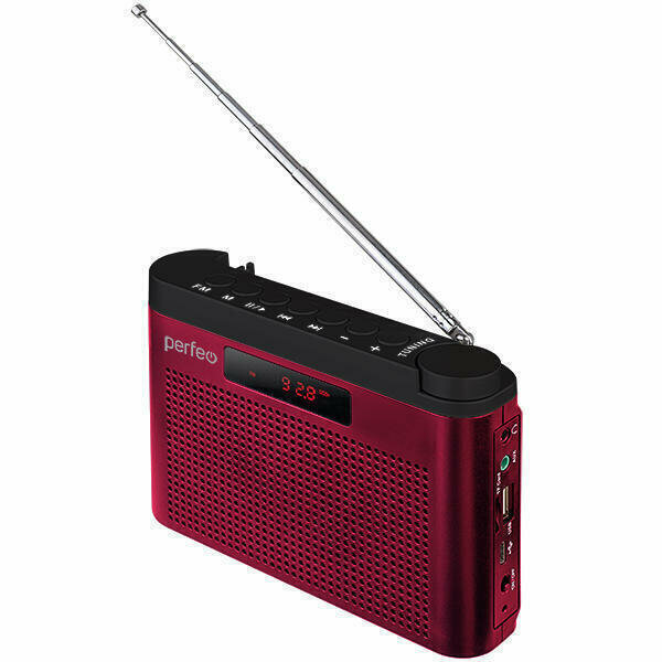 Радиоприемник Perfeo тайга, (FM/USB/microSD/AUX), бордовый (i70-RED)
