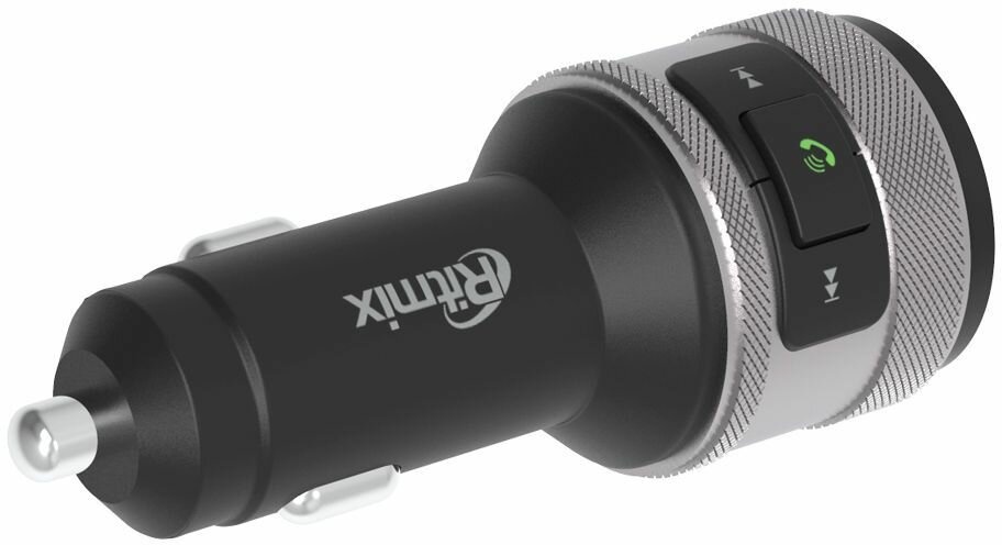 FM-трансмиттер Ritmix FMT-A707, монохромный дисплей, Bluetooth, черный — фото 1