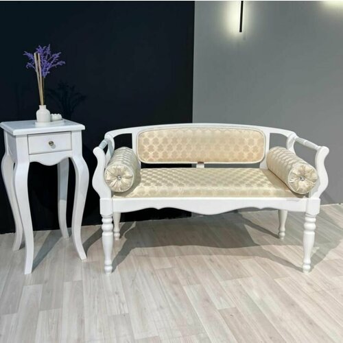 Банкетка с мягкой спинкой Шарм-1 белая жаккард 23121₽