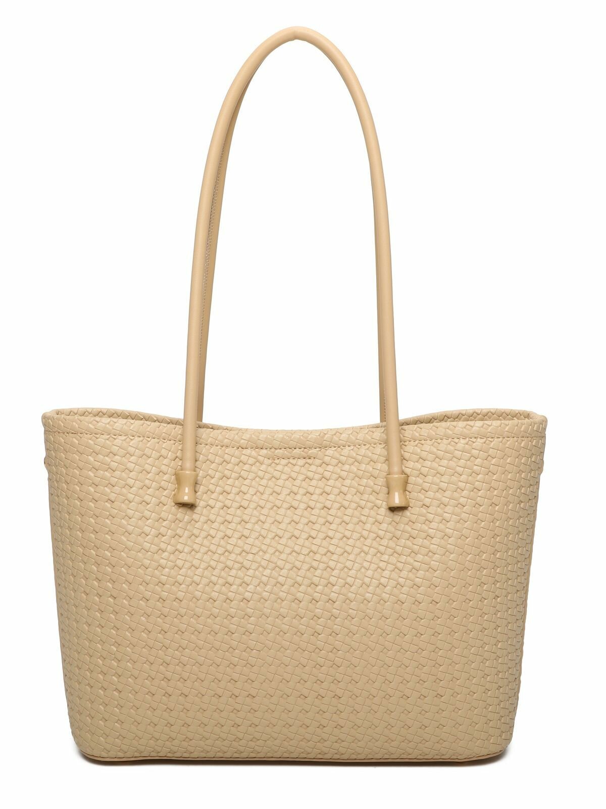 Сумка шоппер kari, фактура плетеная, матовая, бежевый — фото 1