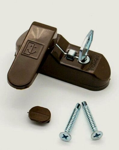 Изображение товара Блокиратор на окна с ключом, детский замок Penkid, цвет коричневый RAL8016