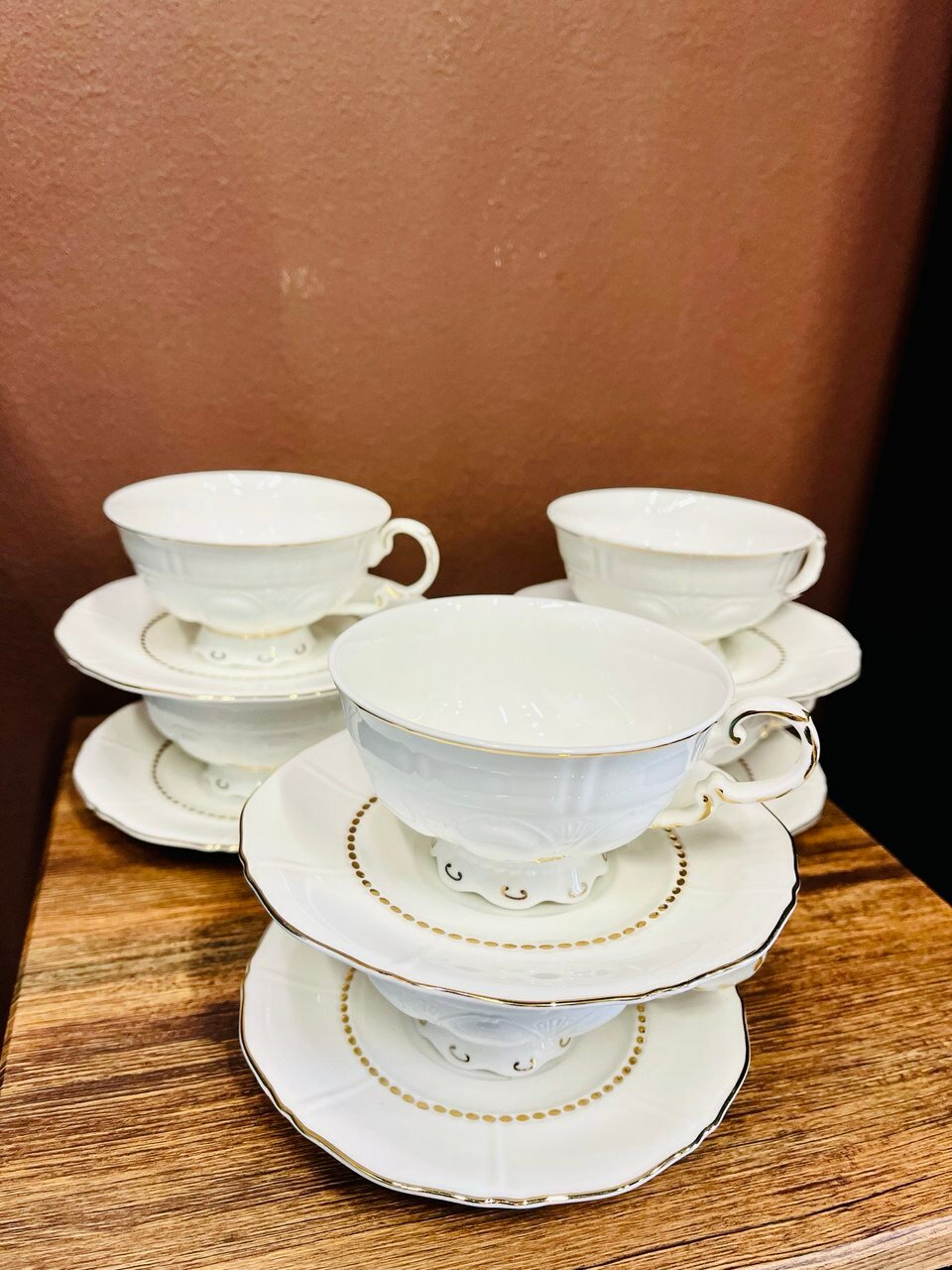Чайный набор 12 шт, "IZOBELL GOLD" (чашки, блюдца), белый/золотой