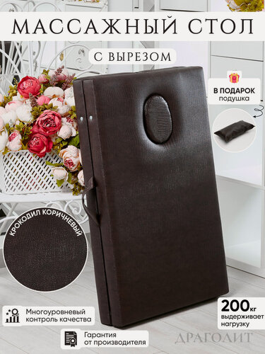 Изображение товара Массажный стол Драголит, искусственная кожа, с вырезом, складной
