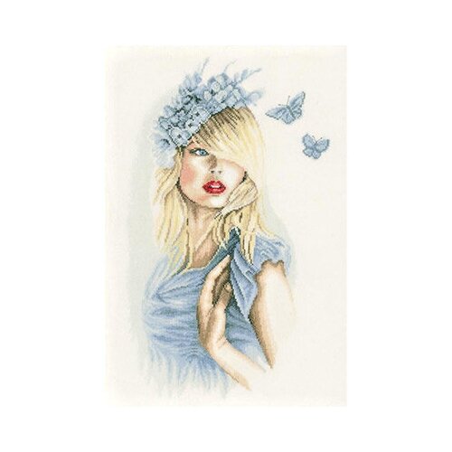 фото Набор для вышивания lanarte №49 pn-0155691 голубые бабочки 1 шт.