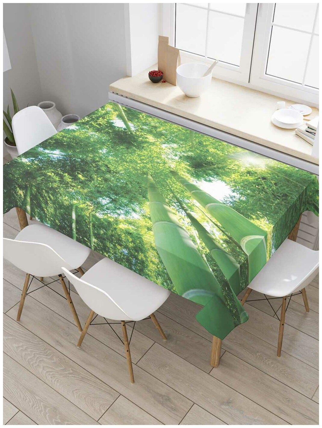 Скатерть прямоугольная JoyArty на кухонный стол "Рослый бамбук" из оксфорда, 120x145 см