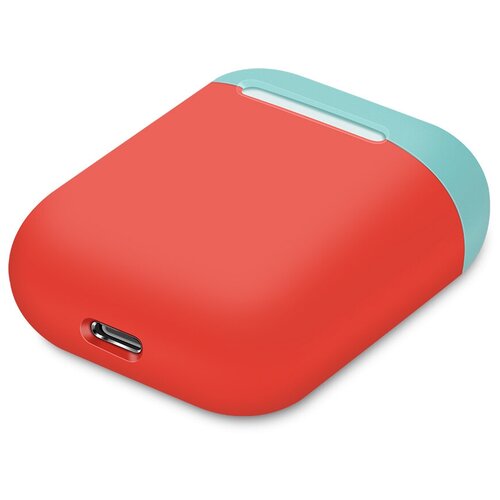 Чехол силиконовый для наушников Apple AirPods 1/2 - Красный/Бирюзовый